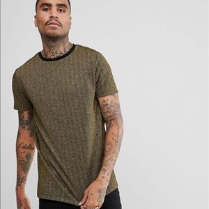 ASOS longline T-shirt in gold metallic. Medium